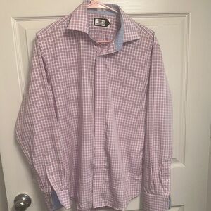 Lorenzo Pink and White Checkered Dress Shirt